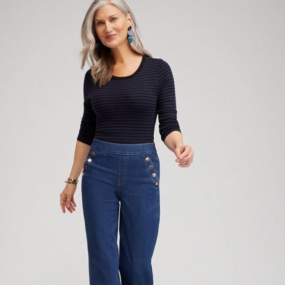 Chico’s SZ 0 striped long sleeve top - Picture 4 of 12